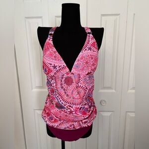 CUPSHE Women's Two-Piece  Tankini Set V-Neck, Crisscross Back, Mid-Rise XL NWT